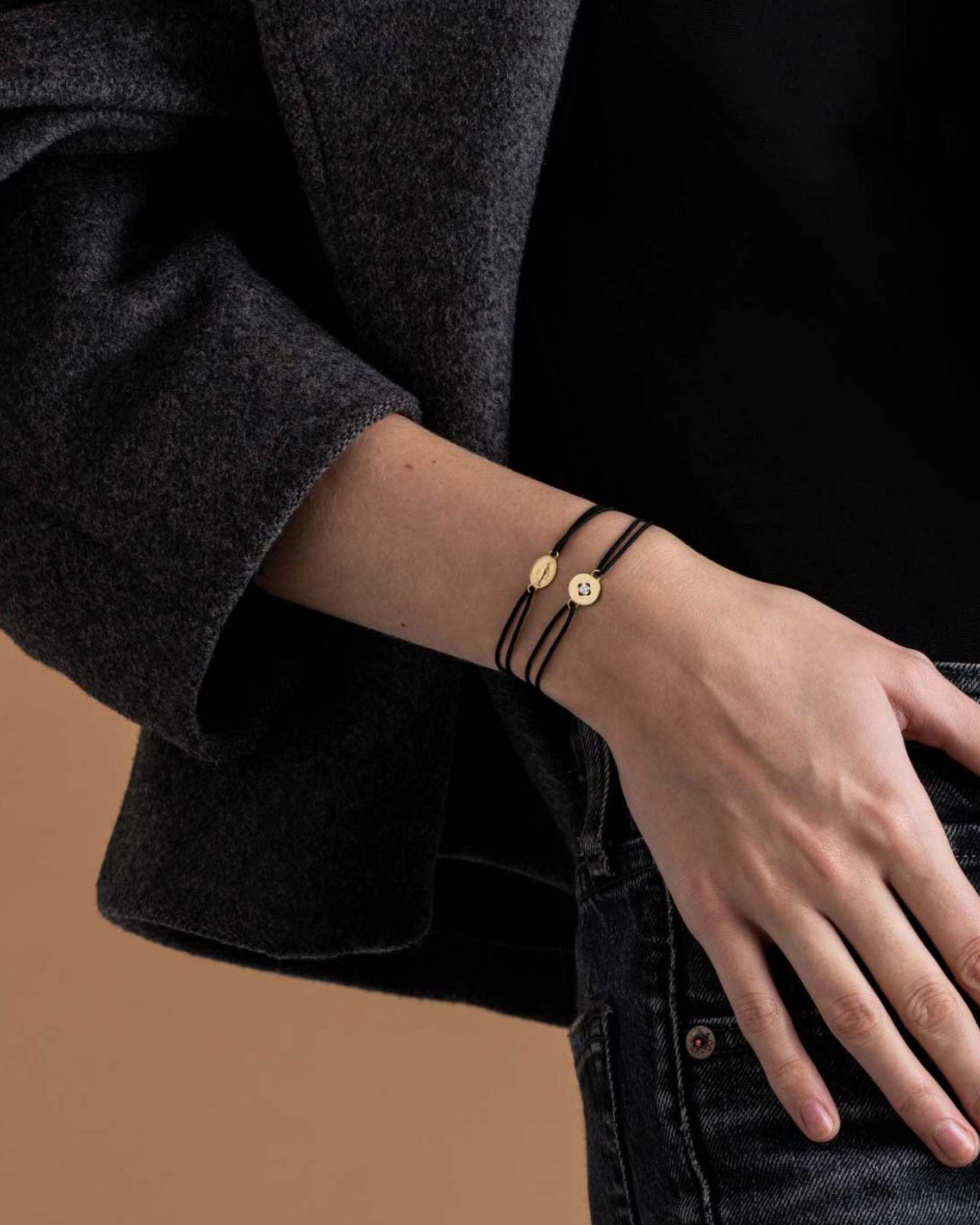 Bracelet Cordon Or Jaune Miraculeuse - Noir