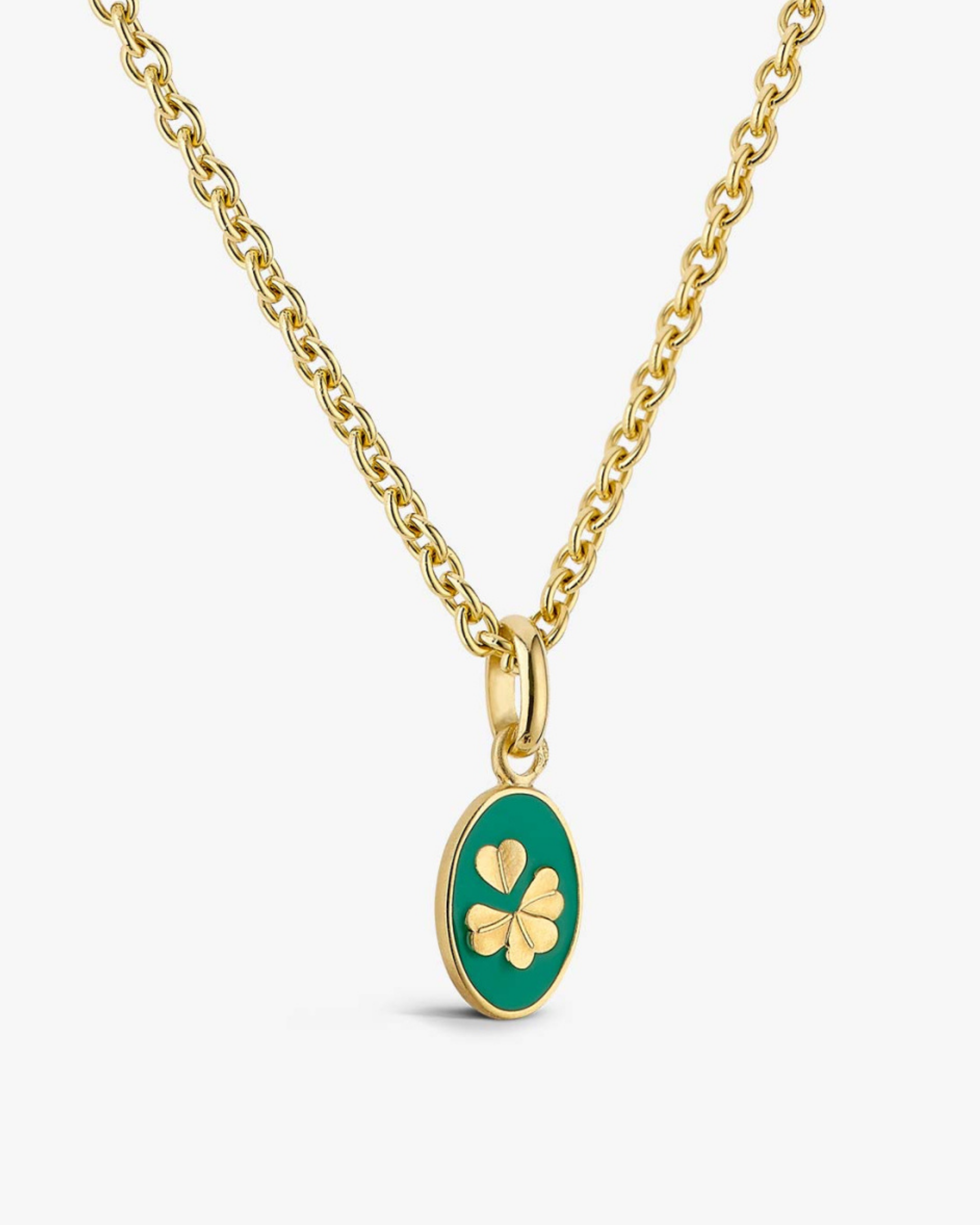 Pendentif Or Jaune Trèfle - Emeraude