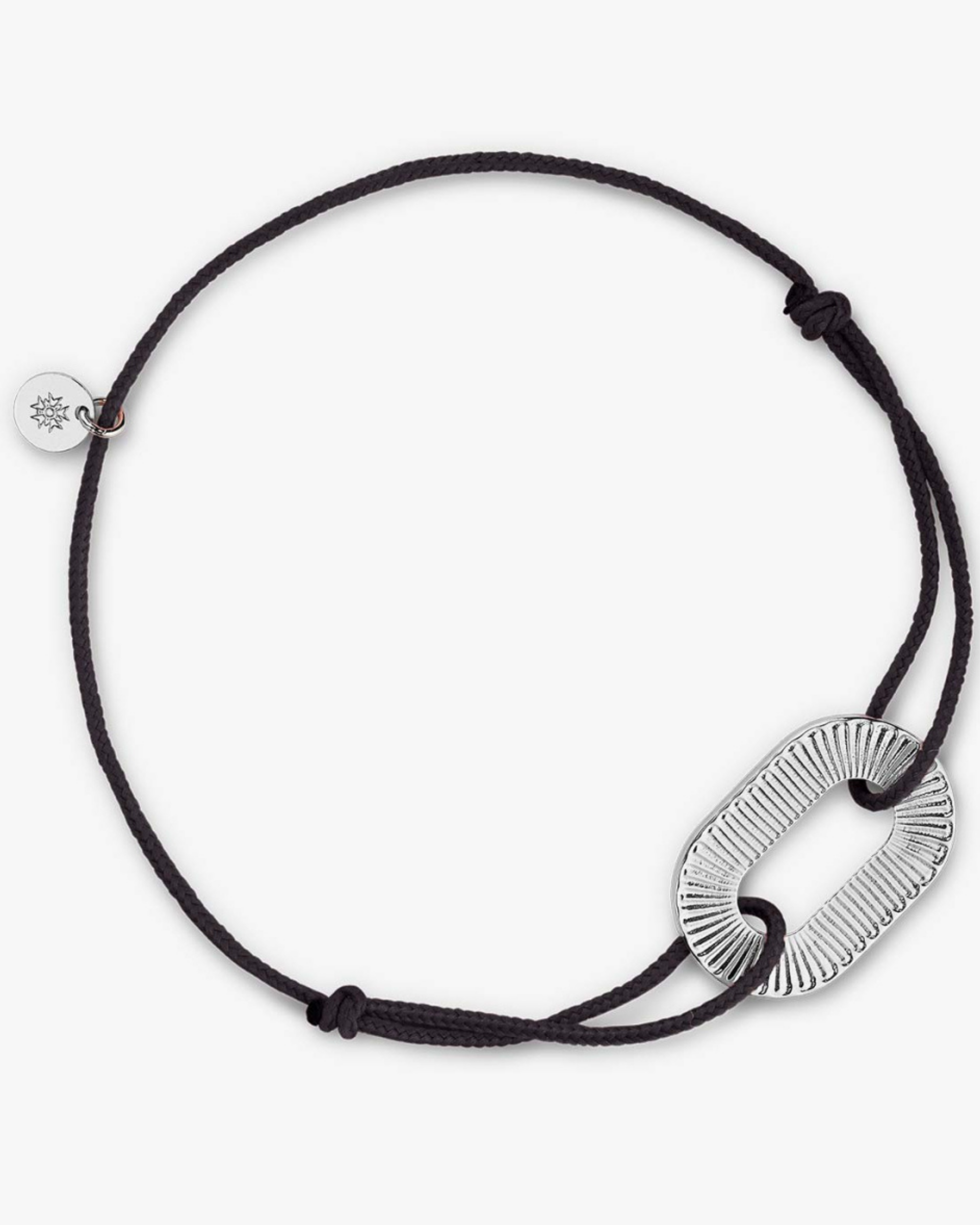 Bracelet Cordon Argent Ruban - Noir