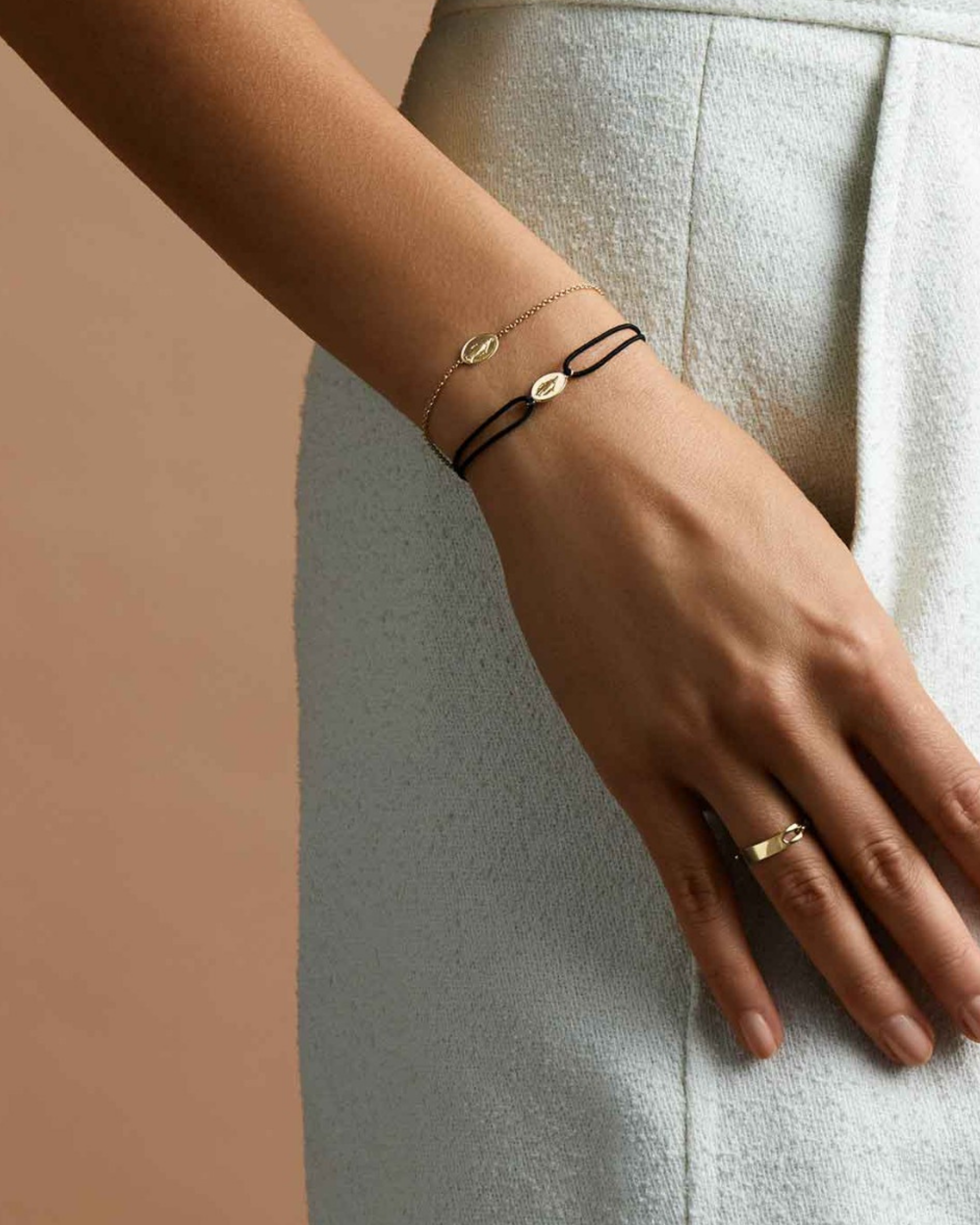 Bracelet Cordon Médaille Miraculeuse Ivoire