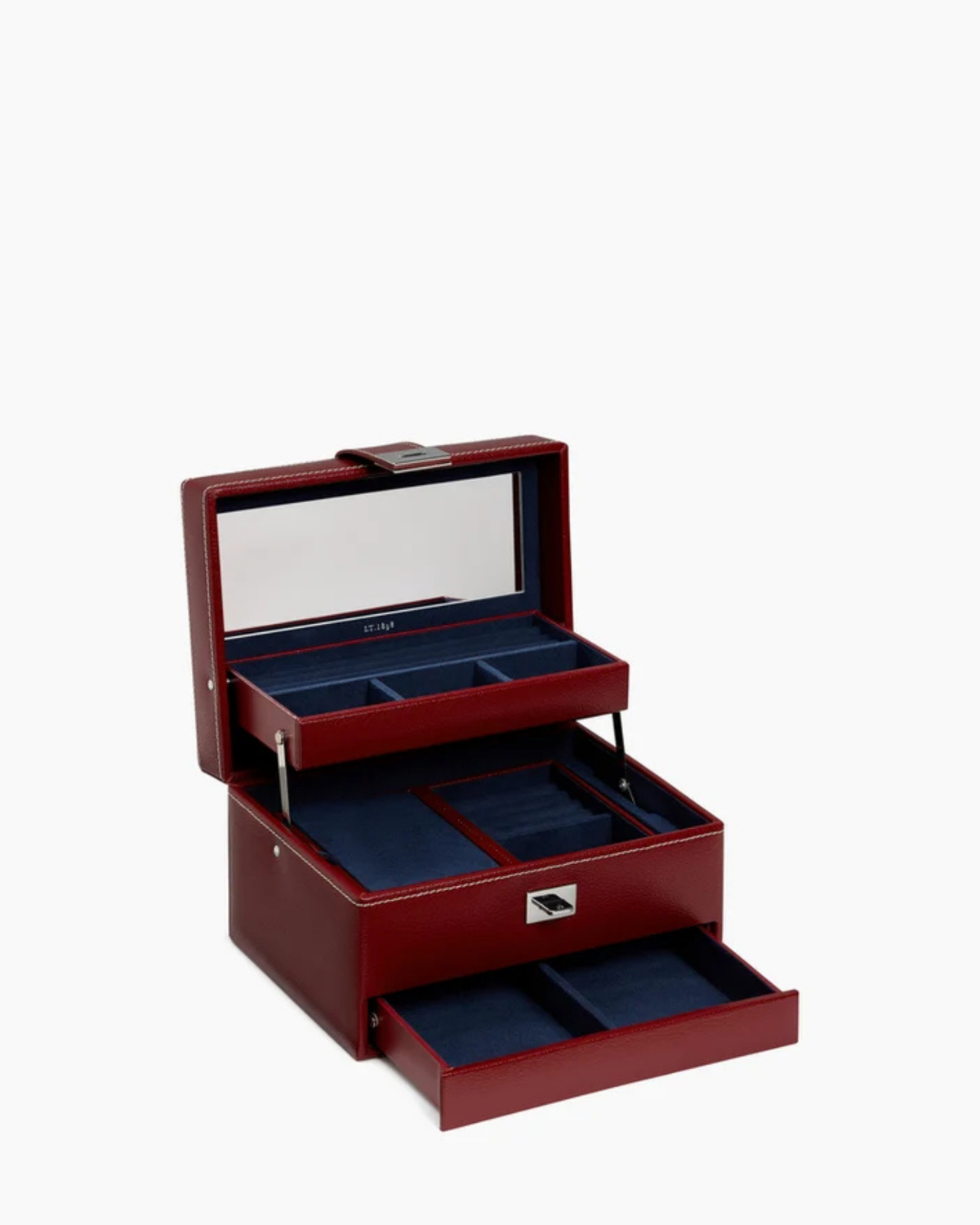 Boîte à bijoux moyen modèle ouverture automatique en cuir