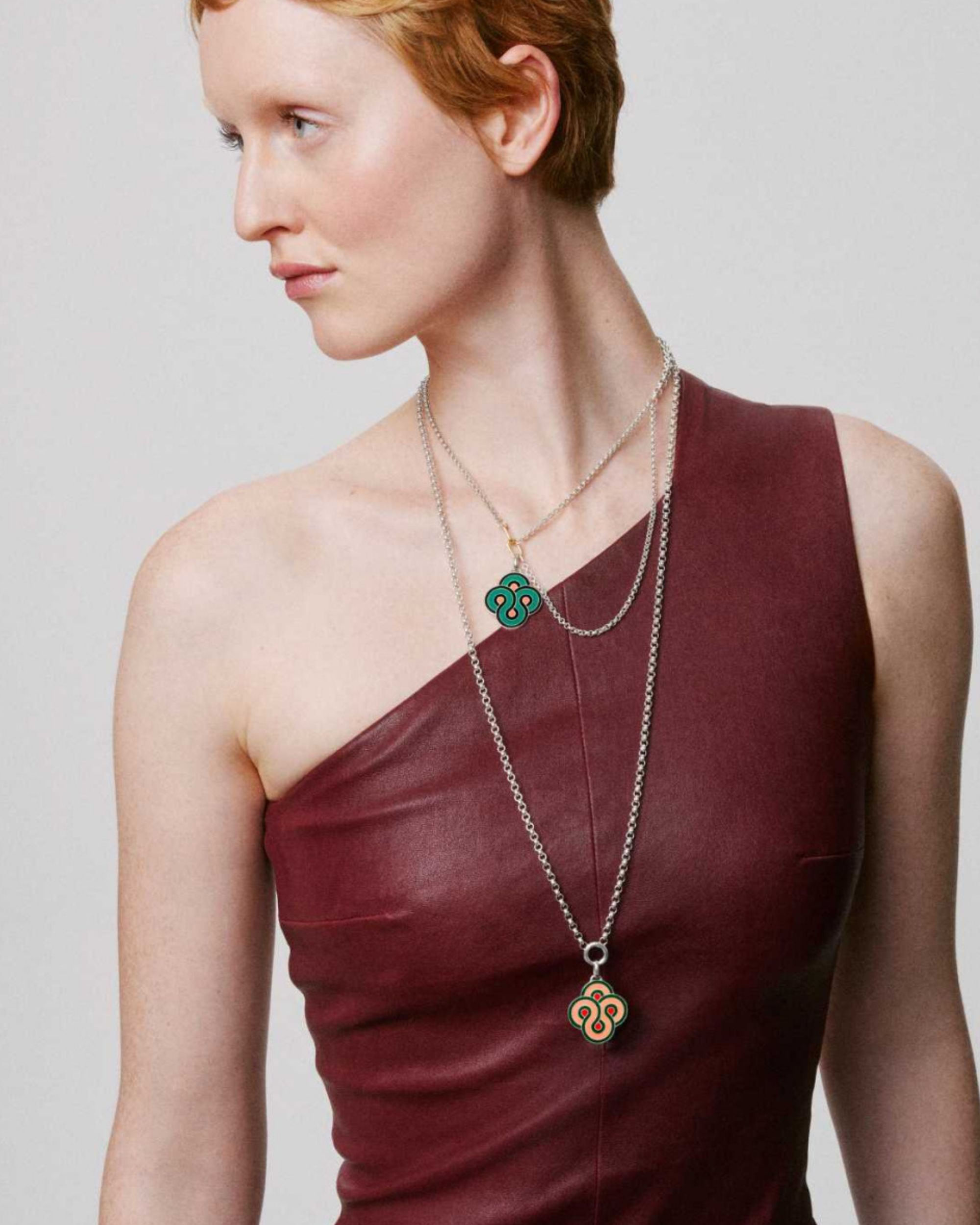 Pendentif Argent Enlacé Pop - Emeraude