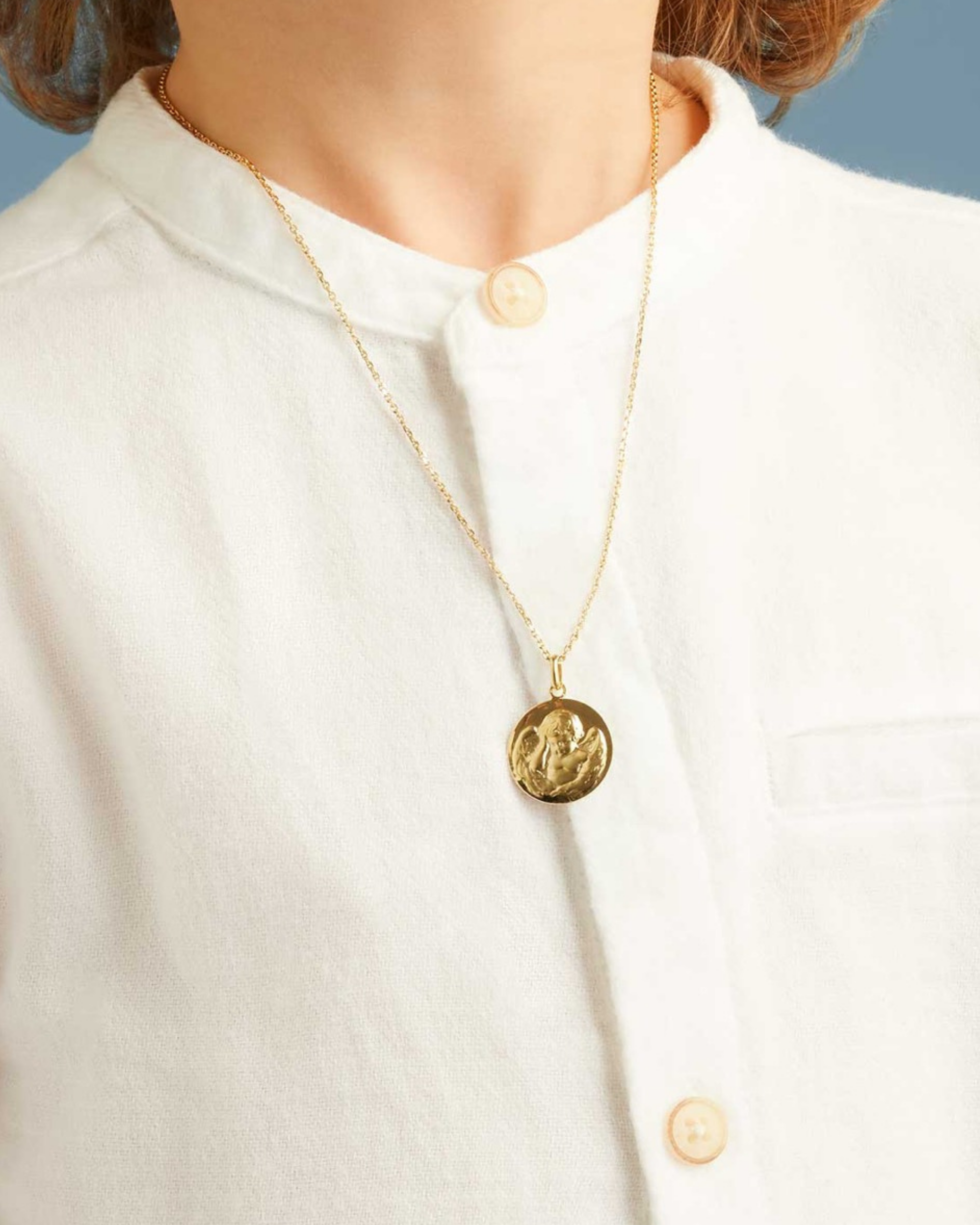 Médaille Baptême Ange Penseur